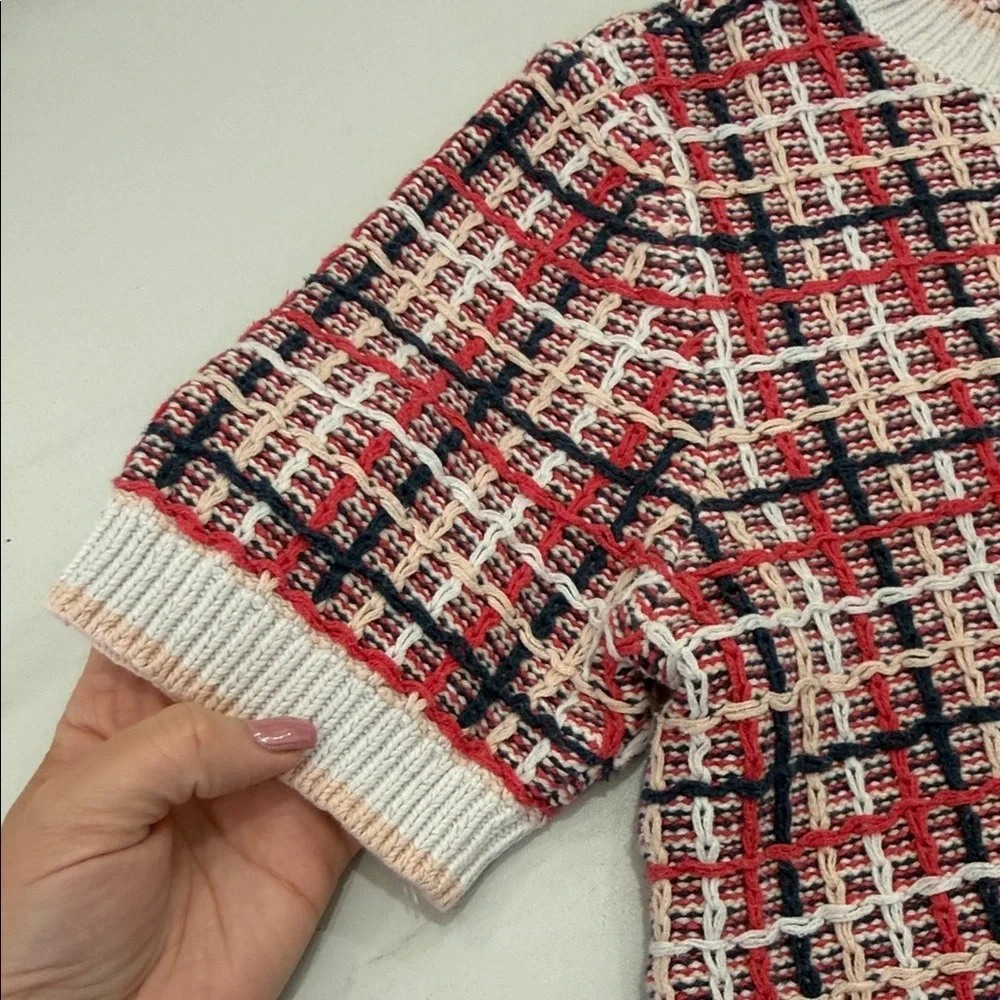 Ann Taylor Multicolor Tweed Short Sleeve Sweater